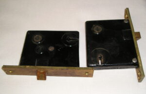 Black mortise lock w/Brass Face